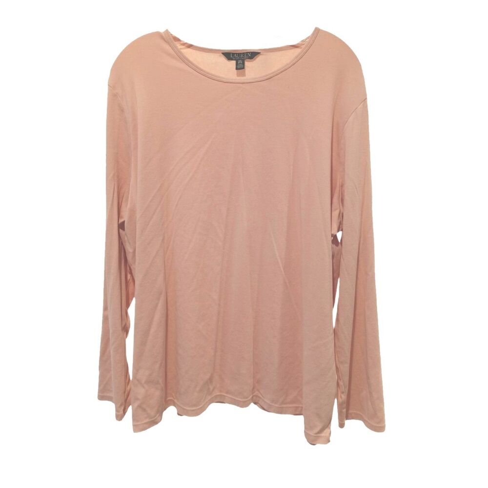 Lauren Ralph Lauren Black Label Light Peach Long Sleeve Top Plus Size 3X Career